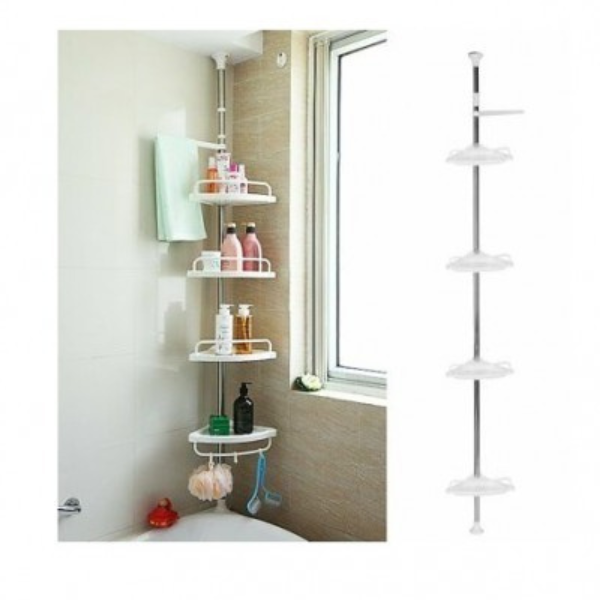 Coltar de baie telescopic 255-304 cm, cu 4 rafturi – Ideal-Mag